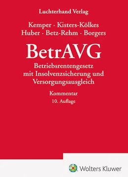 Abbildung von Kemper / Kisters-Kölkes | BetrAVG - Kommentar | 10. Auflage | 2023 | beck-shop.de