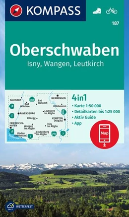 Abbildung von KOMPASS Wanderkarte 187 Oberschwaben, Isny, Wangen, Leutkirch 1:50.000 | 1. Auflage | 2022 | beck-shop.de