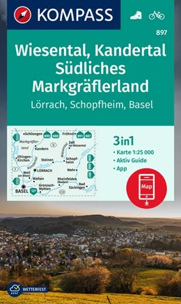Abbildung von KOMPASS Wanderkarte 897 Wiesental, Kandertal, Südliches Markgräflerland, Lörrach, Schopfheim, Basel 1:25.000 | 1. Auflage | 2023 | beck-shop.de