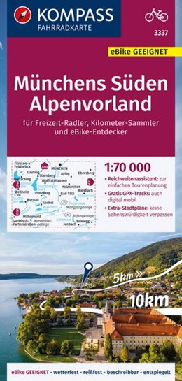 Abbildung von KOMPASS Fahrradkarte 3337 Münchens Süden, Alpenvorland 1:70.000 | 1. Auflage | 2023 | beck-shop.de