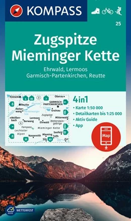 Abbildung von KOMPASS Wanderkarte 25 Zugspitze, Mieminger Kette, Ehrwald, Lermoos, Garmisch-Partenkirchen, Reutte 1:50.000 | 3. Auflage | 2023 | beck-shop.de