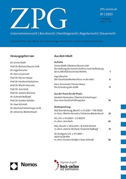 Abbildung von ZPG - Zeitschrift für das Recht der Personengesellschaften und Einzelunternehmen | 1. Auflage | 2025 | beck-shop.de