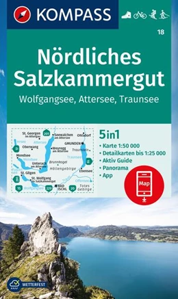 Abbildung von KOMPASS Wanderkarte 18 Nördliches Salzkammergut, Wolfgangsee, Attersee, Traunsee 1:50.000 | 1. Auflage | 2023 | beck-shop.de