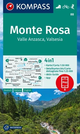 Abbildung von KOMPASS Wanderkarte 88 Monte Rosa, Valle Anzasca, Valsesia 1:50.000 | 1. Auflage | 2023 | beck-shop.de