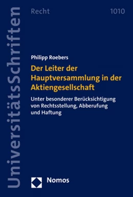 Abbildung von Roebers | Der Leiter der Hauptversammlung in der Aktiengesellschaft | 1. Auflage | 2023 | beck-shop.de