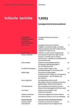 Abbildung von Blunk / Heß | Kritische Berichte : Zeitschrift für Kunst-                         und Kulturwissenschaften / Jahrgang 51, Heft                         1.2023 | 1. Auflage | 2023 | beck-shop.de