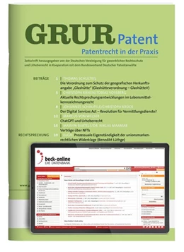 Abbildung von GRUR Patent • Patentrecht in der Praxis | 1. Auflage | 2025 | beck-shop.de