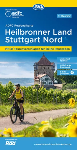 Abbildung von Allgemeiner Deutscher Fahrrad-Club e. V. (ADFC) / BVA BikeMedia GmbH | ADFC-Regionalkarte Heilbronner Land - Stuttgart Nord 1:75.000, reiß- und wetterfest, mit kostenlosem GPS-Download der Touren via BVA-website oder Karten-App | 3. Auflage | 2023 | beck-shop.de