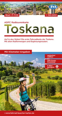 Abbildung von Allgemeiner Deutscher Fahrrad-Club e. V. (ADFC) / BVA BikeMedia GmbH | ADFC-Radtourenkarte IT-TOS Toskana 1:150.000, reiß- und wetterfest, E-Bike geeignet, GPS-Tracks Download, mit Bett+Bike Symbolen, mit Kilometer-Angaben | 2. Auflage | 2023 | beck-shop.de