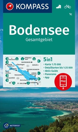 Abbildung von KOMPASS Wanderkarte 1c Bodensee Gesamtgebiet 1:75.000 | 2. Auflage | 2023 | beck-shop.de