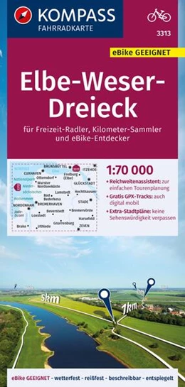 Abbildung von KOMPASS Fahrradkarte 3313 Elbe-Weser-Dreieck 1:70.000 | 2. Auflage | 2023 | beck-shop.de