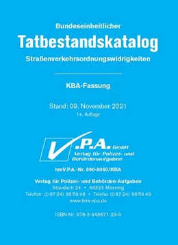 Abbildung von V. P. A. Gmbh | Bundeseinheitlicher Tatbestandskatalog KBA-Langfassung, gebunden | 15. Auflage | 2024 | beck-shop.de