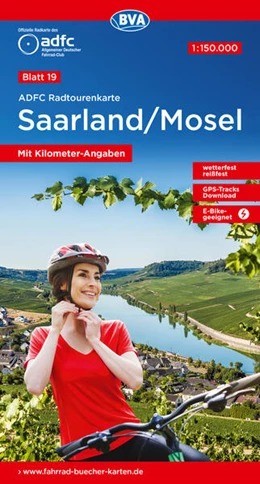 Abbildung von Allgemeiner Deutscher Fahrrad-Club e. V. (ADFC) / BVA BikeMedia GmbH | ADFC-Radtourenkarte 19 Saarland /Mosel 1:150.000, reiß- und wetterfest, E-Bike geeignet, GPS-Tracks Download, mit Bett+Bike Symbolen, mit Kilometer-Angaben | 14. Auflage | 2024 | beck-shop.de