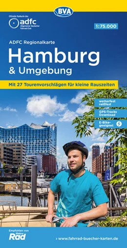 Abbildung von Allgemeiner Deutscher Fahrrad-Club e. V. (ADFC) / BVA BikeMedia GmbH | ADFC-Regionalkarte Hamburg und Umgebung, 1:75.000, mit Tagestourenvorschlägen, reiß- und wetterfest, E-Bike-geeignet, GPS-Tracks-Download | 7. Auflage | 2024 | beck-shop.de