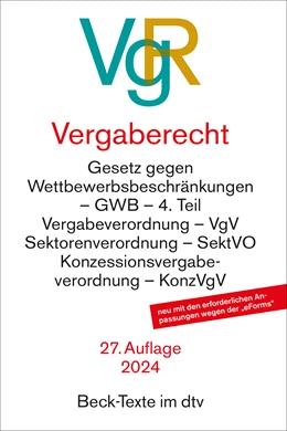 Abbildung von Vergaberecht: VgR | 27. Auflage | 2024 | 5595 | beck-shop.de