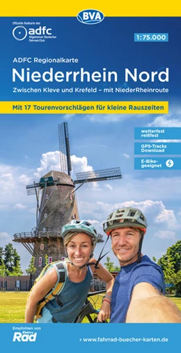 Abbildung von Allgemeiner Deutscher Fahrrad-Club e. V. (ADFC) / BVA BikeMedia GmbH | ADFC-Regionalkarte Niederrhein Nord, 1:75.000, mit Tagestourenvorschlägen, reiß- und wetterfest, E-Bike-geeignet, mit Knotenpunkten, GPS-Tracks Download | 8. Auflage | 2024 | beck-shop.de