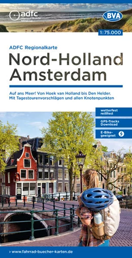 Abbildung von Allgemeiner Deutscher Fahrrad-Club e. V. (ADFC) / BVA BikeMedia GmbH | ADFC-Regionalkarte Nord-Holland Amsterdam, 1:75.000, mit Tagestourenvorschlägen und allen Knotenpunkten, reiß- und wetterfest, E-Bike-geeignet, GPS-Tracks Download | 2. Auflage | 2024 | beck-shop.de