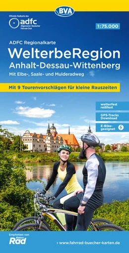 Abbildung von Allgemeiner Deutscher Fahrrad-Club e. V. (ADFC) / BVA BikeMedia GmbH | ADFC-Regionalkarte WelterbeRegion Anhalt - Dessau- Wittenberg, 1:75.000, mit Tagestourenvorschlägen, reiß- und wetterfest, E-Bike-geeignet, GPS-Tracks Download | 2. Auflage | 2024 | beck-shop.de