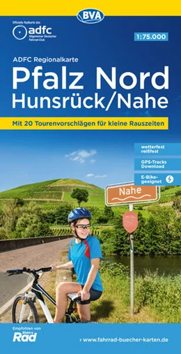 Abbildung von Allgemeiner Deutscher Fahrrad-Club e. V. (ADFC) / BVA BikeMedia GmbH | ADFC-Regionalkarte Pfalz Nord/ Hunsrück/ Nahe, 1:75.000, mit Tagestourenvorschlägen, reiß- und wetterfest, E-Bike-geeignet, GPS-Tracks Download | 2. Auflage | 2024 | beck-shop.de