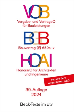 Abbildung von VOB / BGB / HOAI | 39. Auflage | 2024 | 5596 | beck-shop.de