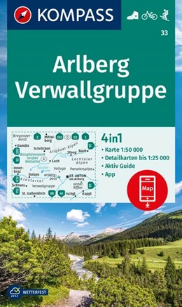 Abbildung von KOMPASS Wanderkarte 33 Arlberg, Verwallgruppe 1:50.000 | 2. Auflage | 2024 | beck-shop.de