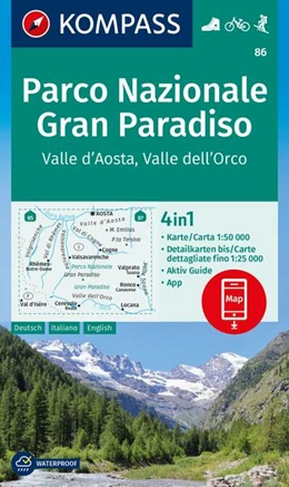 Abbildung von KOMPASS Wanderkarte 86 Parco Nazionale Gran Paradiso, Valle d'Aosta, Valle dell'Orco 1:50.000 | 1. Auflage | 2024 | beck-shop.de