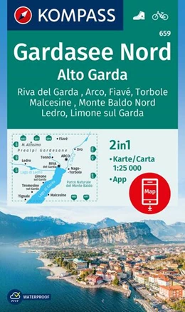 Abbildung von KOMPASS Wanderkarte 659 Gardasee Nord / Alto Garda, Riva del Garda, Arco, Fiavé, Torbole, Malcesine, Monte Baldo Nord, Ledro, Limone sul Garda 1:25.000 | 1. Auflage | 2024 | beck-shop.de