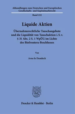 Abbildung von Dandeck | Liquide Aktien. | 1. Auflage | 2024 | beck-shop.de