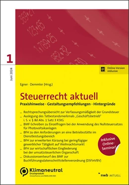 Abbildung von Egner / Bruckbauer | NWB Steuerrecht aktuell 1/2024 | 1. Auflage | 2024 | beck-shop.de