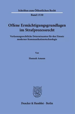 Abbildung von Amann | Offene Ermächtigungsgrundlagen im Strafprozessrecht | 1. Auflage | 2024 | beck-shop.de