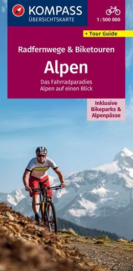 Abbildung von KOMPASS Radfernwegekarte Radfernwege & Biketouren Alpen - Übersichtskarte 1:500.000 | 2. Auflage | 2024 | beck-shop.de