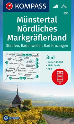 Abbildung von KOMPASS Wanderkarte 890 Münstertal, Nördliches Markgräflerland, Staufen, Badenweiler, Bad Krozingen 1:25.000 | 1. Auflage | 2024 | beck-shop.de