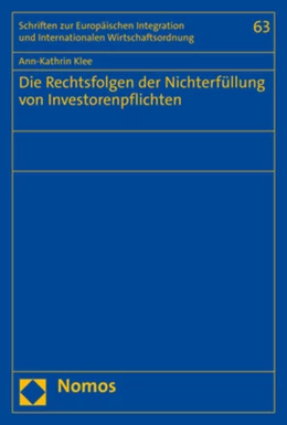 Abbildung von Klee | Die Rechtsfolgen der Nichterfüllung von Investorenpflichten | 1. Auflage | 2023 | beck-shop.de