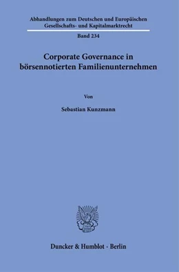 Abbildung von Kunzmann | Corporate Governance in börsennotierten Familienunternehmen. | 1. Auflage | 2024 | beck-shop.de