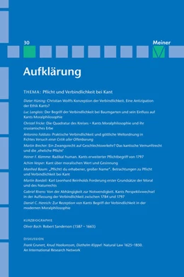 Abbildung von Rivero | Aufklärung, Band 30: Pflicht und Verbindlichkeit bei Kant. Quellengeschichtliche, systematische und wirkungsgeschichtliche Beiträge | 1. Auflage | 2019 | beck-shop.de