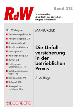 Abbildung von Marburger | Die Unfallversicherung in der betrieblichen Praxis | 3. Auflage | 2017 | beck-shop.de