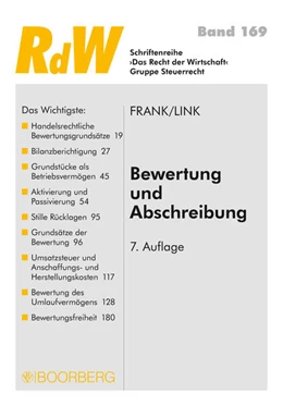 Abbildung von Frank / Link | Bewertung und Abschreibung | 7. Auflage | 2017 | beck-shop.de