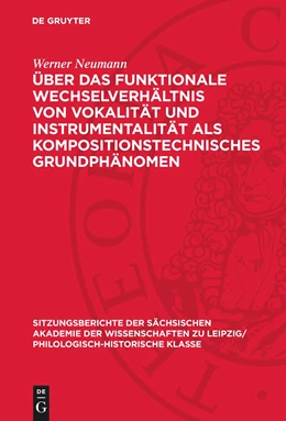 Abbildung von Neumann | Über das funktionale Wechselverhältnis von Vokalität und Instrumentalität als kompositionstechnisches Grundphänomen | 1. Auflage | 1982 | beck-shop.de