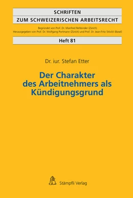 Abbildung von Etter | Der Charakter des Arbeitnehmers als Kündigungsgrund | 1. Auflage | 2019 | beck-shop.de
