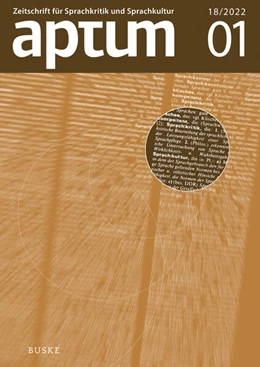 Abbildung von Roth / Wengeler | Aptum, Zeitschrift für Sprachkritik und Sprachkultur 18. Jahrgang, 2022, Heft 1 | 1. Auflage | 2022 | beck-shop.de