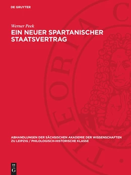 Abbildung von Peek | Ein Neuer spartanischer Staatsvertrag | 1. Auflage | 1974 | beck-shop.de