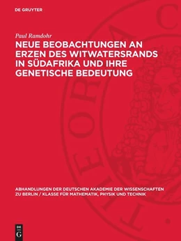 Abbildung von Ramdohr | Neue Beobachtungen an Erzen des Witwatersrands in Südafrika und ihre genetische Bedeutung | 1. Auflage | 1955 | beck-shop.de