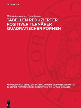 Abbildung von Brandt / Intrau | Tabellen reduzierter positiver ternärer quadratischer Formen | 1. Auflage | 1958 | 45,4 | beck-shop.de