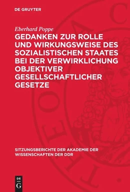 Abbildung von Poppe | Gedanken zur Rolle und Wirkungsweise des sozialistischen Staates bei der Verwirklichung objektiver gesellschaftlicher Gesetze | 1. Auflage | 1975 | 1974,14 | beck-shop.de