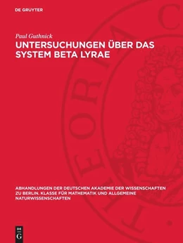 Abbildung von Guthnick | Untersuchungen über das System Beta Lyrae | 1. Auflage | 1948 | beck-shop.de