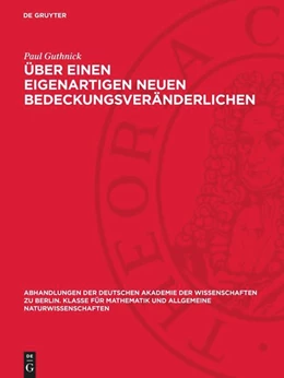 Abbildung von Guthnick | Über einen eigenartigen neuen Bedeckungsveränderlichen | 1. Auflage | 1948 | 1947,7 | beck-shop.de