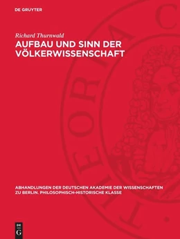 Abbildung von Thurnwald | Aufbau und Sinn der Völkerwissenschaft | 1. Auflage | 1948 | 1947,3 | beck-shop.de