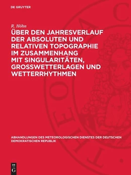 Abbildung von Höhn | Über den Jahresverlauf der absoluten und relativen Topographie im Zusammenhang mit Singularitäten, Großwetterlagen und Wetterrhythmen | 1. Auflage | 1951 | 4 | beck-shop.de