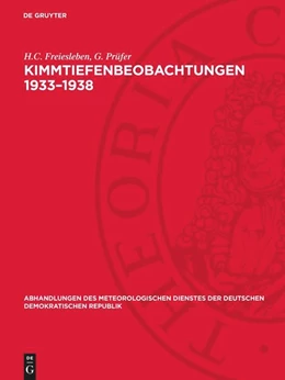 Abbildung von Freiesleben / Prüfer | Kimmtiefenbeobachtungen 1933–1938 | 1. Auflage | 1952 | 10 | beck-shop.de