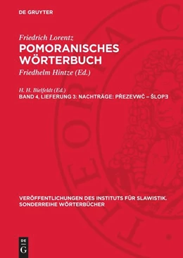 Abbildung von Hintze / Lorentz | Band 4, Lieferung 3 Nachträge: Přezevwč – šlopǝ | 1. Auflage | 1975 | beck-shop.de